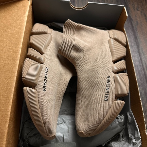 Balenciaga Shoes - Balenciaga Taupe Sock Sneakers